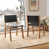 Taika Woven Leather Dining Chair Set of 2