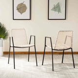 Wynona Leather Woven Dining Chair Set of 2