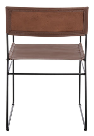 Alyx Leather Dining Chair Cognac / Black Metal DCH4003B-SET2