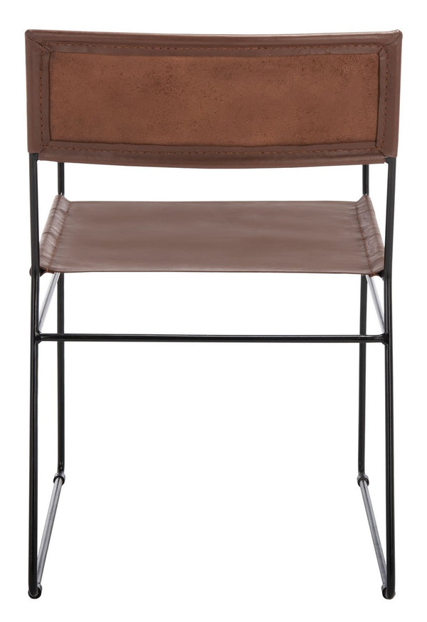 Alyx Leather Dining Chair Cognac / Black Metal DCH4003B-SET2