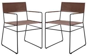 Alyx Leather Dining Chair Cognac / Black Metal DCH4003B-SET2