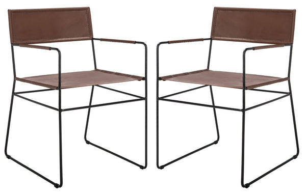 Alyx Leather Dining Chair Cognac / Black Metal DCH4003B-SET2