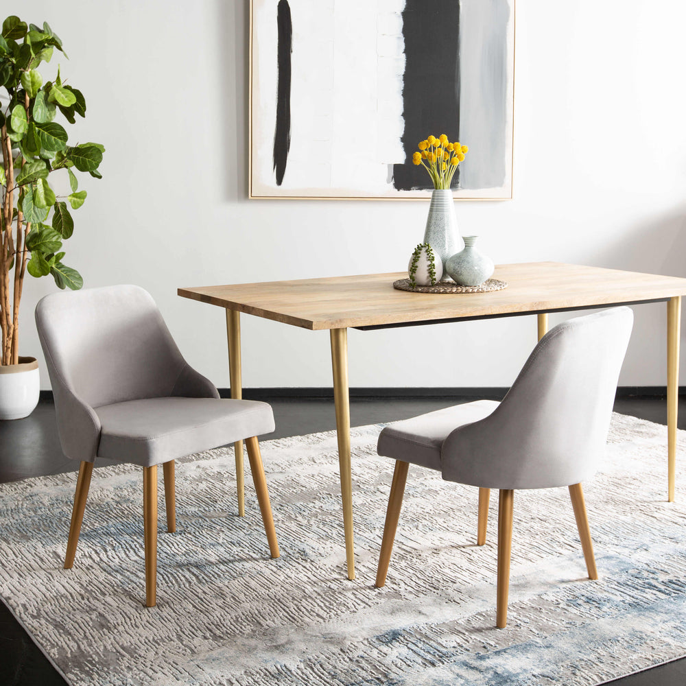Lulu Plush Velvet Dining Chair Set of 2 – Chic Grey Upholstered Comfort with Gold Legs for Elegance