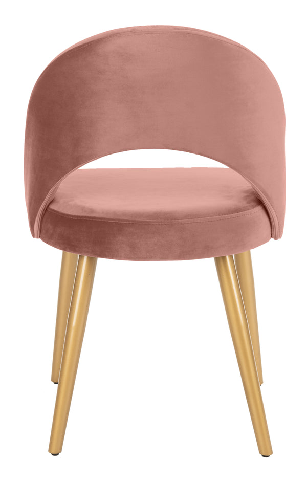 Giani Elegant Art Deco Dining Chair Set of 2 in Dusty Rose Velvet with Chic Gold Metal Finish