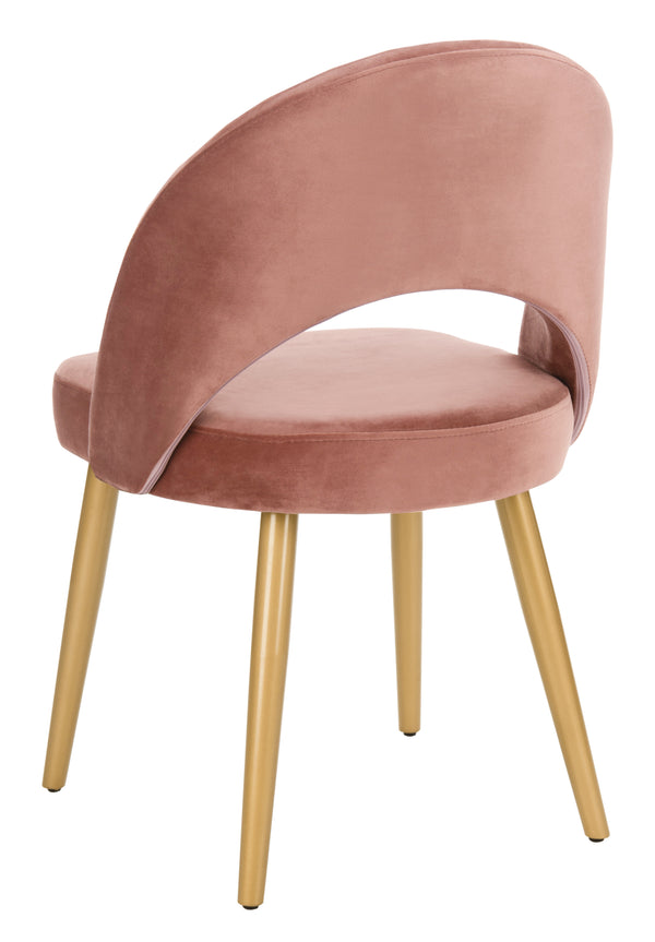 Giani Elegant Art Deco Dining Chair Set of 2 in Dusty Rose Velvet with Chic Gold Metal Finish