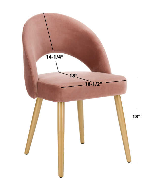 Giani Elegant Art Deco Dining Chair Set of 2 in Dusty Rose Velvet with Chic Gold Metal Finish