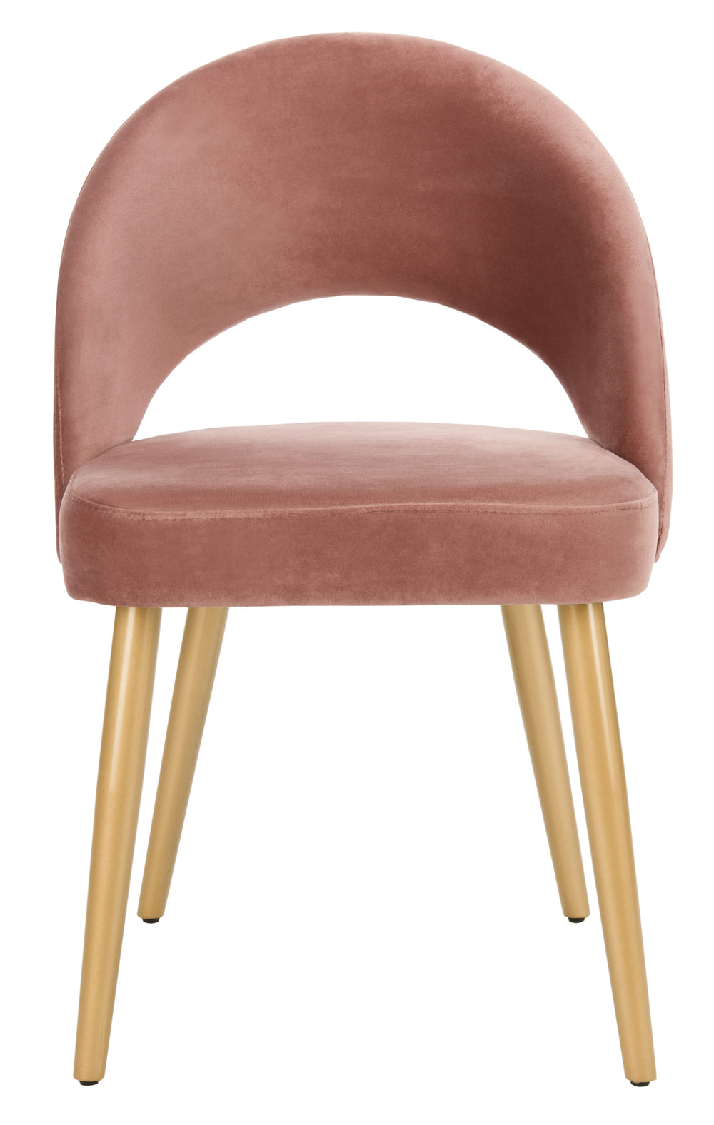 Giani Elegant Art Deco Dining Chair Set of 2 in Dusty Rose Velvet with Chic Gold Metal Finish