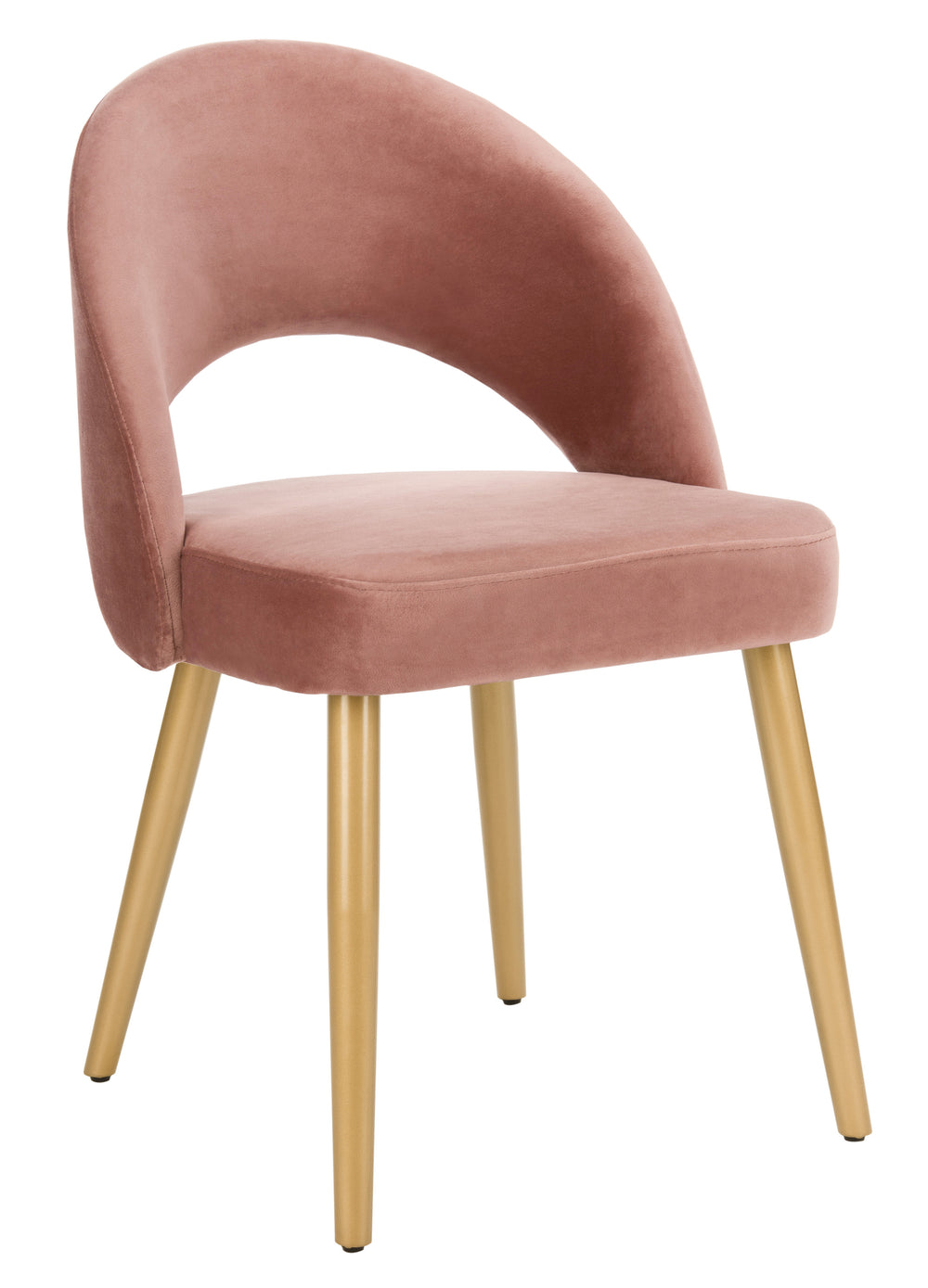 Giani Elegant Art Deco Dining Chair Set of 2 in Dusty Rose Velvet with Chic Gold Metal Finish