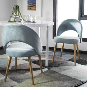 Giani Elegant Art Deco Dining Chair Set of 2 in Dusty Rose Velvet with Chic Gold Metal Finish