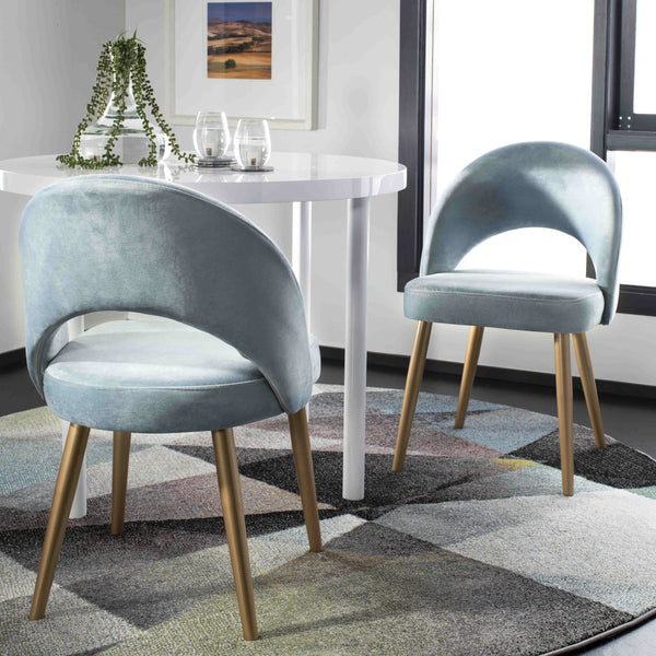 Giani Elegant Art Deco Dining Chair Set of 2 in Dusty Rose Velvet with Chic Gold Metal Finish