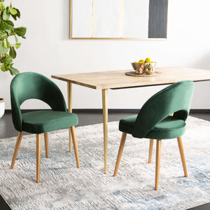 Giani Elegant Art Deco Dining Chair Set of 2 in Dusty Rose Velvet with Chic Gold Metal Finish