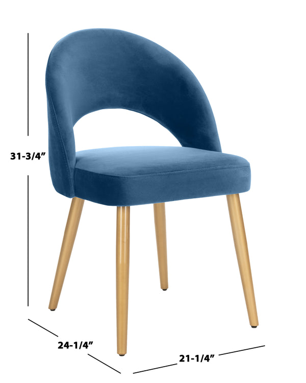 Giani Elegant Art Deco Dining Chair Set of 2 in Dusty Rose Velvet with Chic Gold Metal Finish