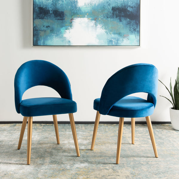 Giani Elegant Art Deco Dining Chair Set of 2 in Dusty Rose Velvet with Chic Gold Metal Finish