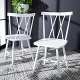 Safavieh Tayten Spindle Back Dining Chair in White - Set of 2 DCH8502A-SET2