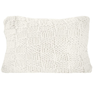 HiEnd Accents Chess Knit Dutch Euro Pillow DE1735-OS-NT Natural Shell - 85% acrylic, 15% wool. Insert - Shell: 100% cotton; Fill: 95% feather, 5% down. 28x38x6