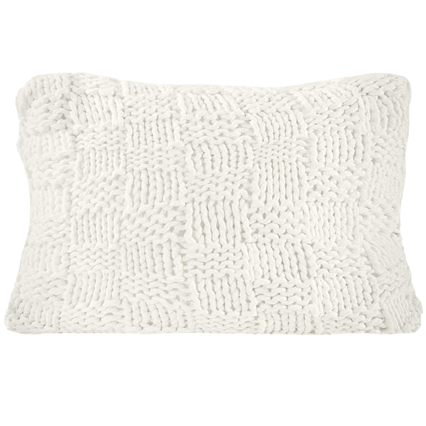 HiEnd Accents Chess Knit Dutch Euro Pillow DE1735-OS-NT Natural Shell - 85% acrylic, 15% wool. Insert - Shell: 100% cotton; Fill: 95% feather, 5% down. 28x38x6
