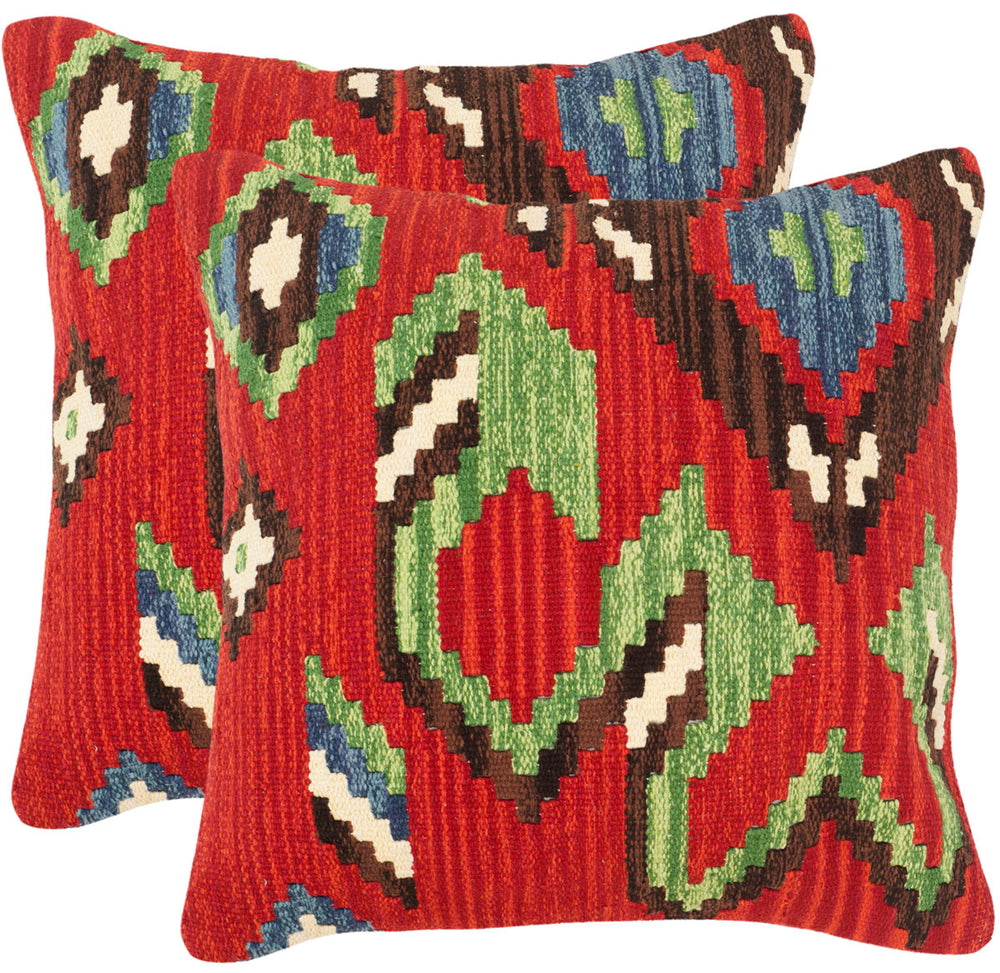 Katsina Rustic Red Pillow Set of 2 – Cozy Cotton Kilim Accents for Lodge Homes & Chic Interiors