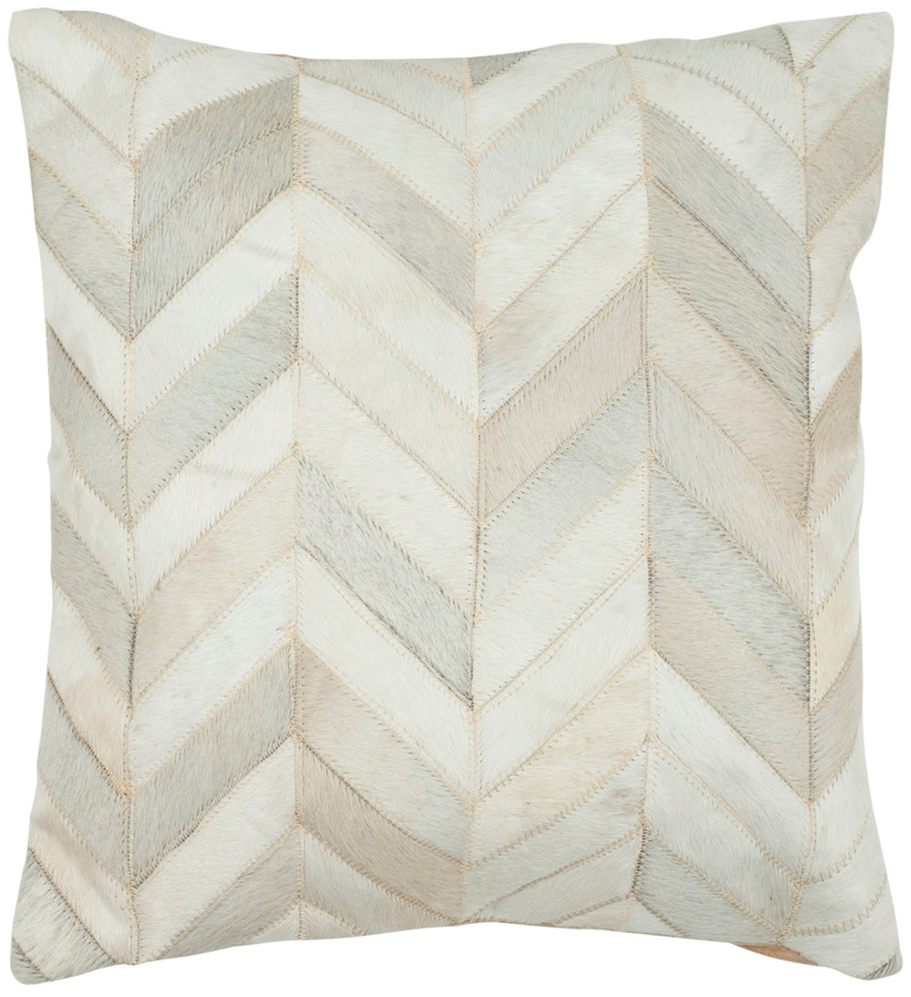 Marley Chevron Cowhide Pillow Set of 2 - Luxurious White Decorative Cushions for Stylish Home Décor