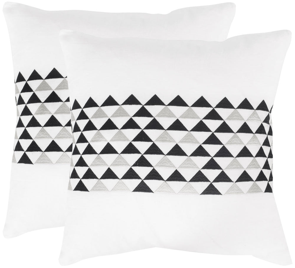 Geo Mountain Pillow Set of 2 - Elegant Linen Design with Embroidered Triangles for Stylish Decor