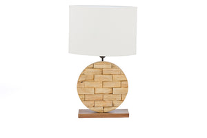 Baxton Studio Budalin Wood & White Linen Lamp