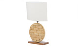 Baxton Studio Budalin Wood & White Linen Lamp