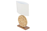 Baxton Studio Budalin Wood & White Linen Lamp