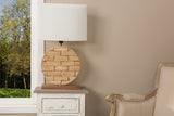 Baxton Studio Budalin Wood & White Linen Lamp