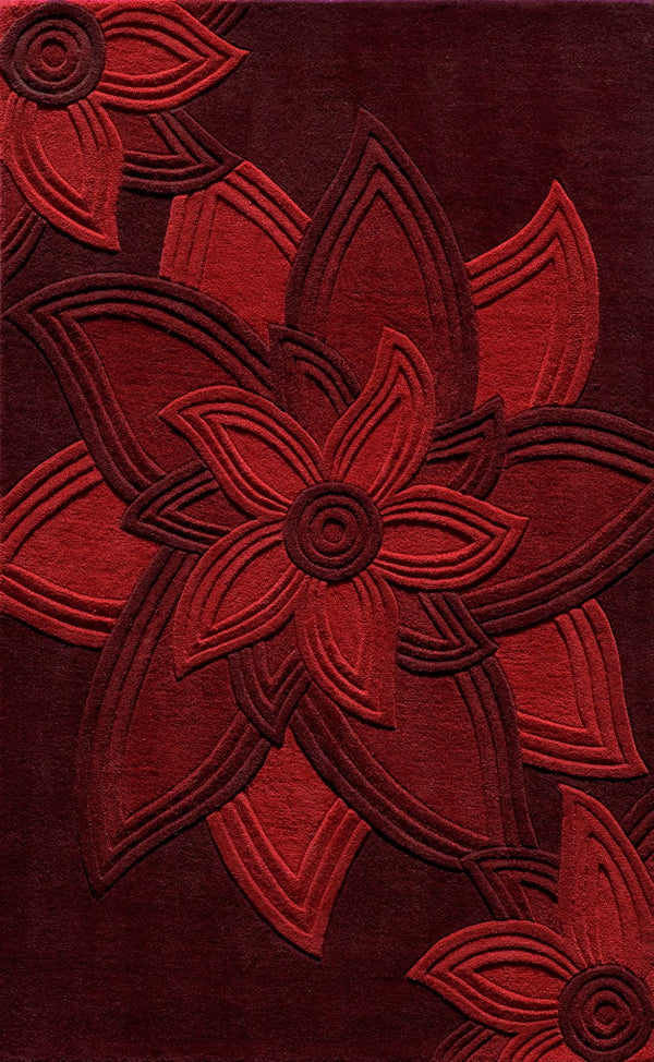 Momeni Delhi DL-40 Hand Tufted Transitional Floral Indoor Area Rug Red 8' x 10' DELHIDL-40RED80A0
