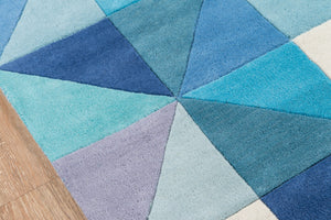 Momeni Delhi DL-44 Hand Tufted Contemporary Geometric Indoor Area Rug Blue 8' x 10' DELHIDL-44BLU80A0