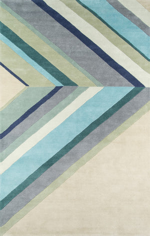 Momeni Novogratz Delmar DEL-5 Hand Tufted Contemporary Striped Indoor Area Rug Blue 9' x 12' DELMADEL-5BLU90C0