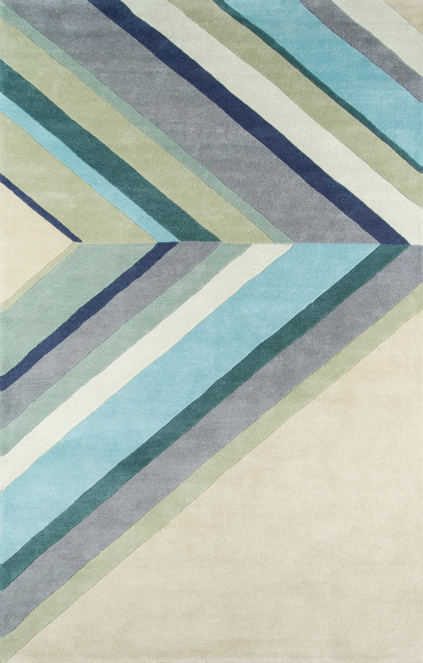 Momeni Novogratz Delmar DEL-5 Hand Tufted Contemporary Striped Indoor Area Rug Blue 9' x 12' DELMADEL-5BLU90C0