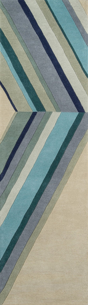 Momeni Novogratz Delmar DEL-5 Hand Tufted Contemporary Striped Indoor Area Rug Blue 9' x 12' DELMADEL-5BLU90C0
