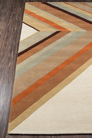 Momeni Novogratz Delmar DEL-5 Hand Tufted Contemporary Striped Indoor Area Rug Brown 9' x 12' DELMADEL-5BRN90C0
