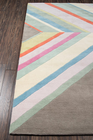 Momeni Novogratz Delmar DEL-5 Hand Tufted Contemporary Striped Indoor Area Rug Grey 9' x 12' DELMADEL-5GRY90C0