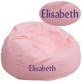 English Elm EE1752 Contemporary Large Bean Bag Light Pink Dot EEV-13324