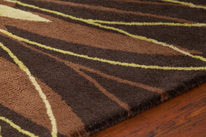 Chandra Rugs Dharma 100% Wool Hand-Tufted Contemporary Rug Brown/Green 7'9 Round