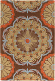 Chandra Rugs Dharma 100% Wool Hand-Tufted Contemporary Rug Brown/Blue/Orange/Tan 7'9 x 10'6