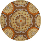 Chandra Rugs Dharma 100% Wool Hand-Tufted Contemporary Rug Brown/Blue/Orange/Tan 7'9 Round