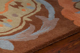 Chandra Rugs Dharma 100% Wool Hand-Tufted Contemporary Rug Brown/Blue/Orange/Tan 7'9 Round
