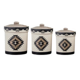 HiEnd Accents Chalet Aztec Canister Set DI1779CS01 Tan, Black Ceramic 6.625x6.625x9.25