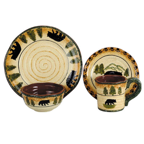 HiEnd Accents Rustic Bear Ceramic Dinnerware Set DI1810 Multi Color 100% durable Ceramic construction 11x0.5x2