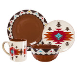 HiEnd Accents Del Sol Aztec Ceramic Dinnerware Set DI1835 Red, Brown Ceramic 11.2x11.2x2
