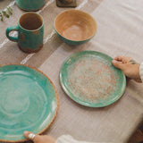 HiEnd Accents Patina Turquoise Ceramic Dish Set DI2112-OS-TQ Turquoise Ceramic 0.9x10.75