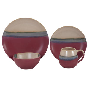 HiEnd Accents Pasadizo Pomegranate Ceramic Dinnerware Set DI2208-OS-PE Multi Color Ceramic 10.5 x 10.5 x 4.25