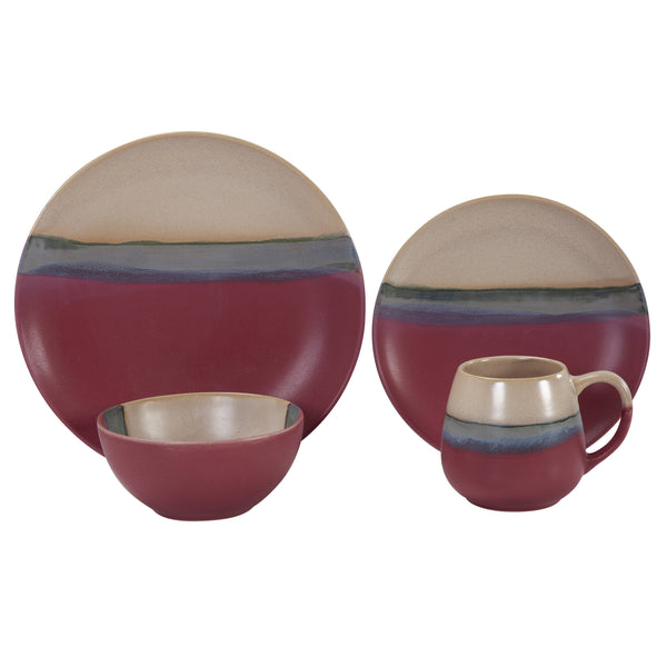 HiEnd Accents Pasadizo Pomegranate Ceramic Dinnerware Set DI2208-OS-PE Multi Color Ceramic 10.5 x 10.5 x 4.25