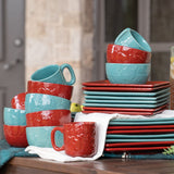 HiEnd Accents Savannah Ceramic Dinnerware Set DI4001-OS-TQ Turquoise Ceramic 15x15x21