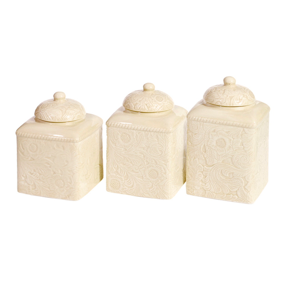 HiEnd Accents Savannah Canister Set DI4001CS-OS-CR Cream Ceramic 6x6x9