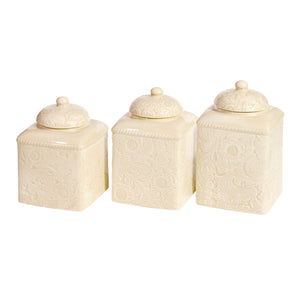 HiEnd Accents Savannah Canister Set DI4001CS-OS-CR Cream Ceramic 6x6x9
