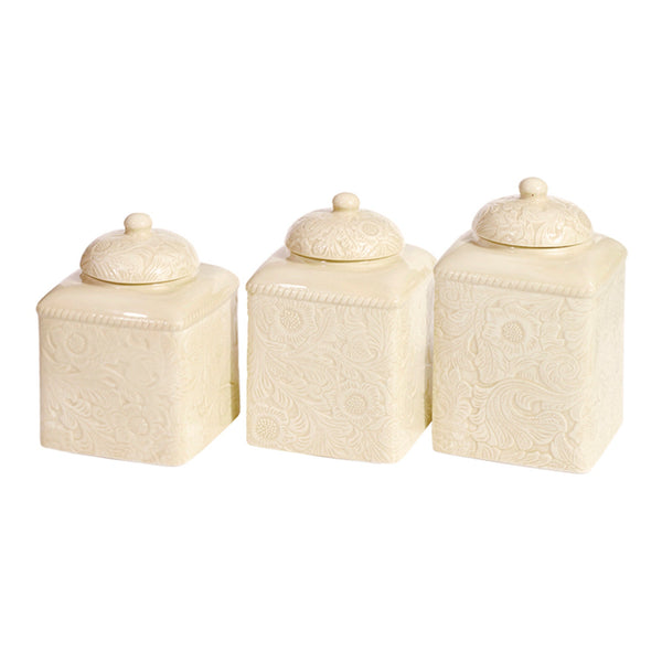 HiEnd Accents Savannah Canister Set DI4001CS-OS-CR Cream Ceramic 6x6x9