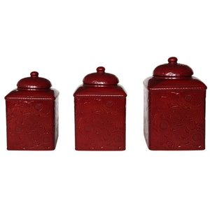 HiEnd Accents Savannah Canister Set DI4001CS-OS-RD Red Ceramic 6x6x9